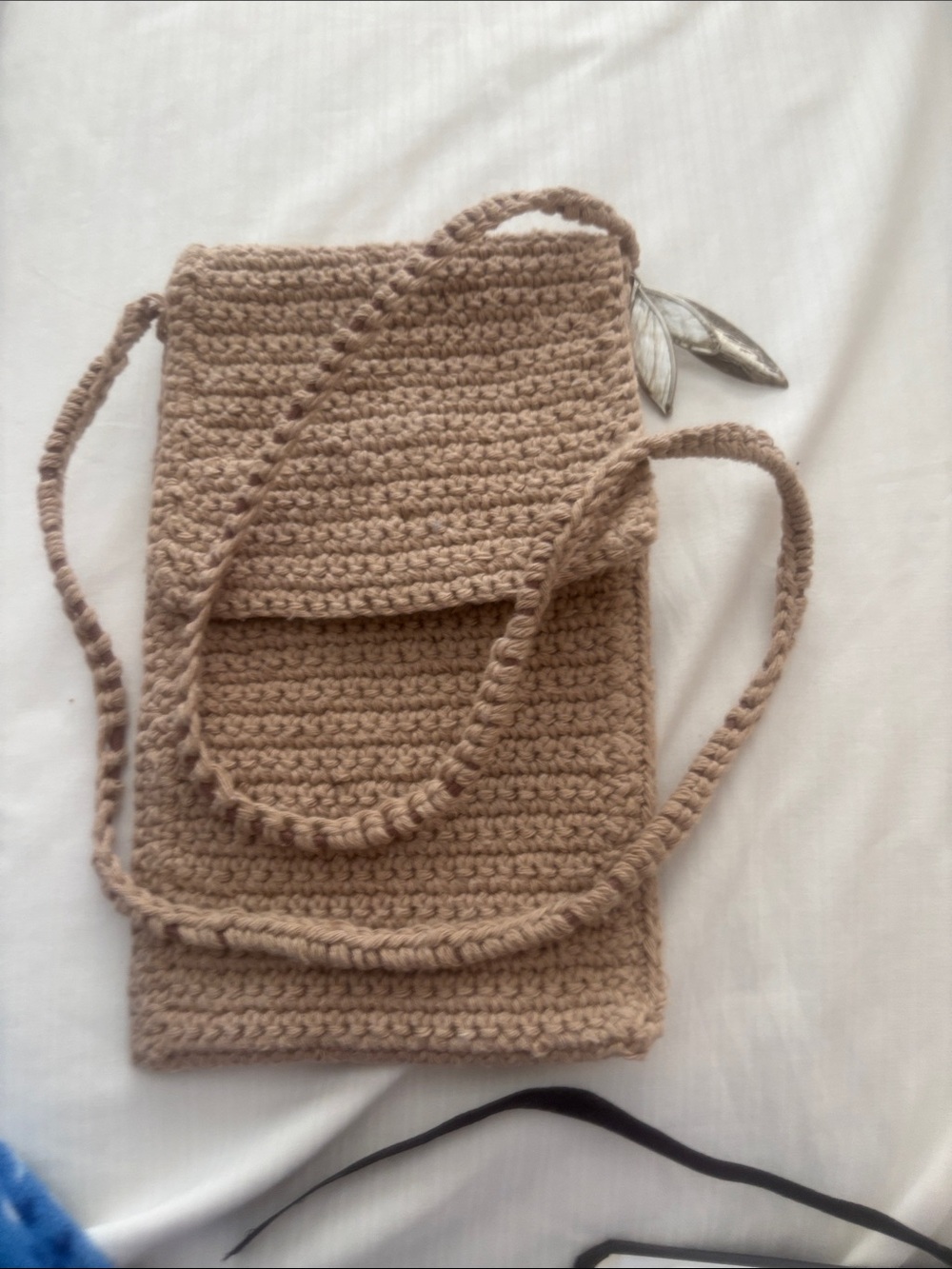Handmade Phone Case small bag with silver leafs on side